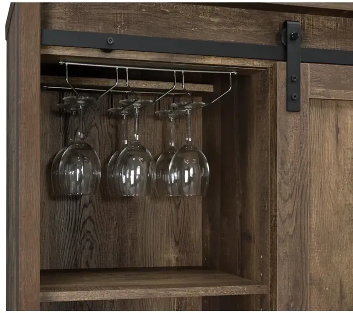 Arlington Bar Cabinet with Sliding Door Rustic Oak