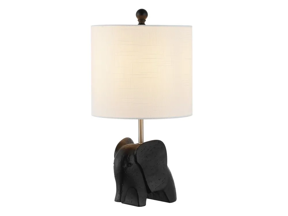 Koda 17.5" Eclectic Southwestern Resin/Iron Elephant LED Kids' Table Lamp, Black