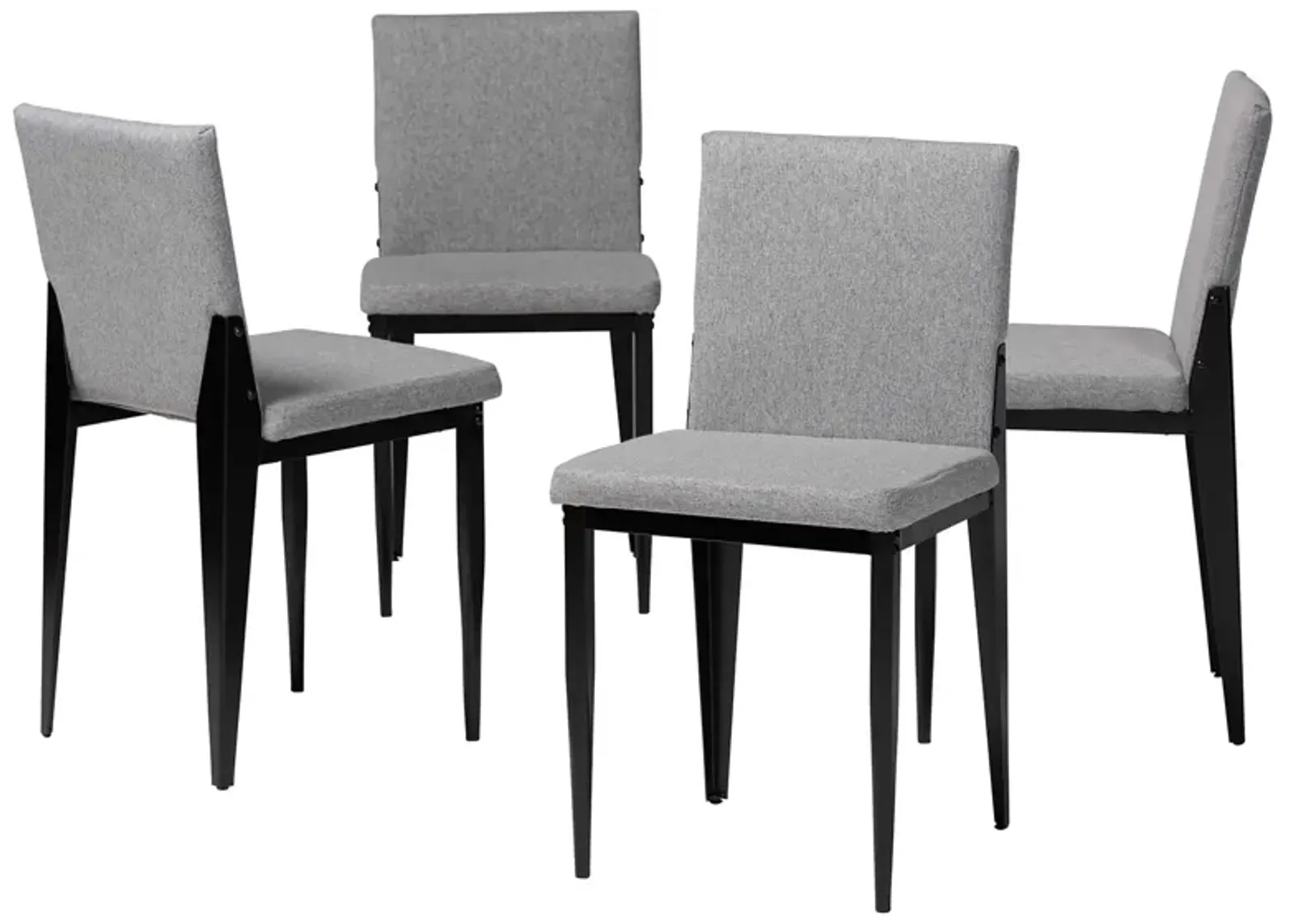 Baxton Studio Bishop Industrial Grey Fabric and Metal 4 Piece Dining Chair Set