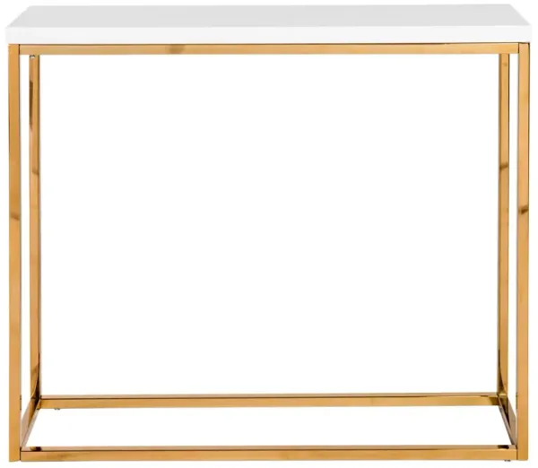 Hivvago Modern White Gloss and Gold Console Table