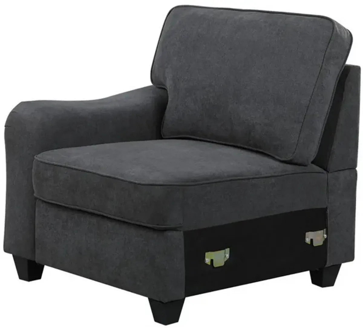 Lulu  Sectional 5 Seater Sofa, Ottoman, 4 Pillows, Woven Dark Gray-Benzara