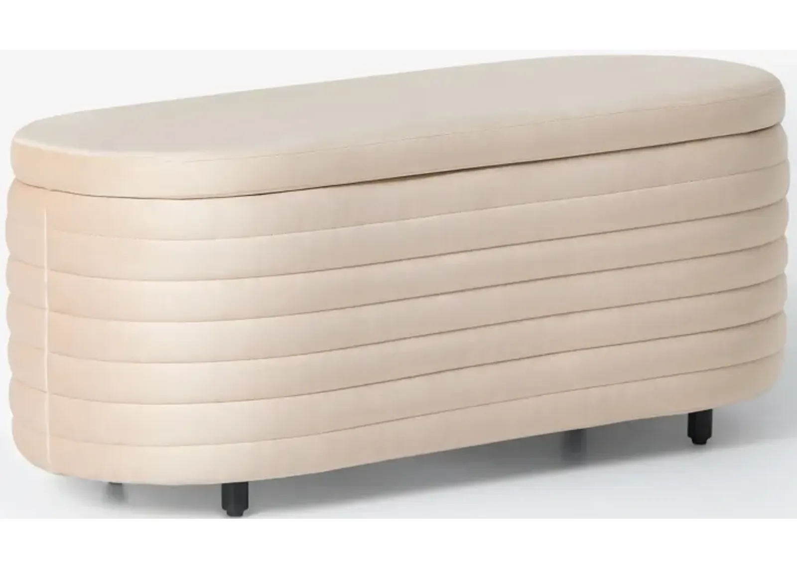 WestinTrends 42" Wide Mid-Century Modern Upholstered Velvet Tufted Oval Storage Ottoman Bench