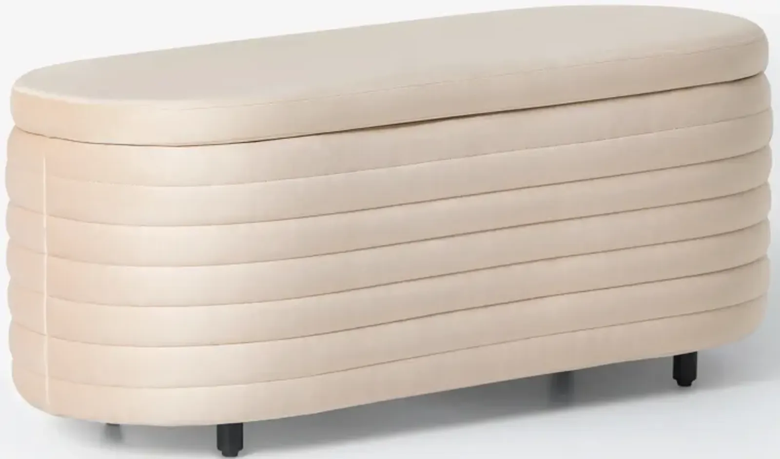 WestinTrends 42" Wide Mid-Century Modern Upholstered Velvet Tufted Oval Storage Ottoman Bench