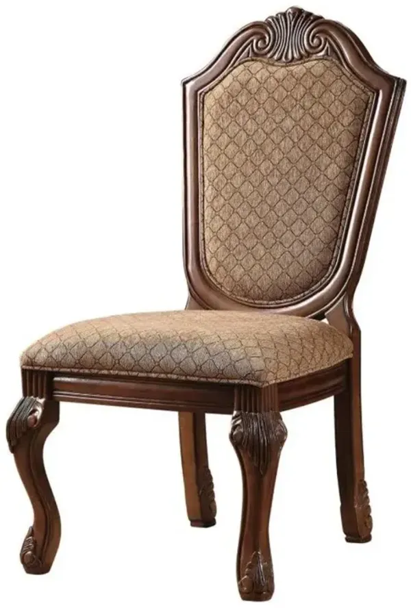 Acme Furniture ACME Chateau De Ville Side Chair (Set-2), Fabric & Cherry