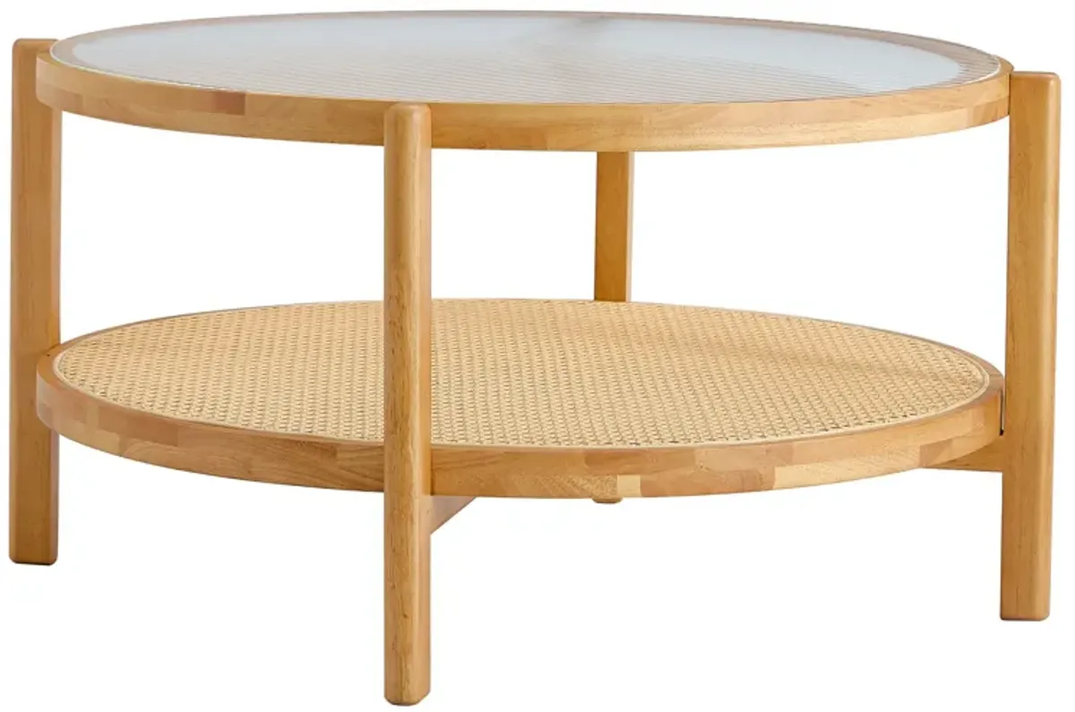 Modern Simple Solid Round Rattan Woven Side Table for Living, Dining, and Bedroom