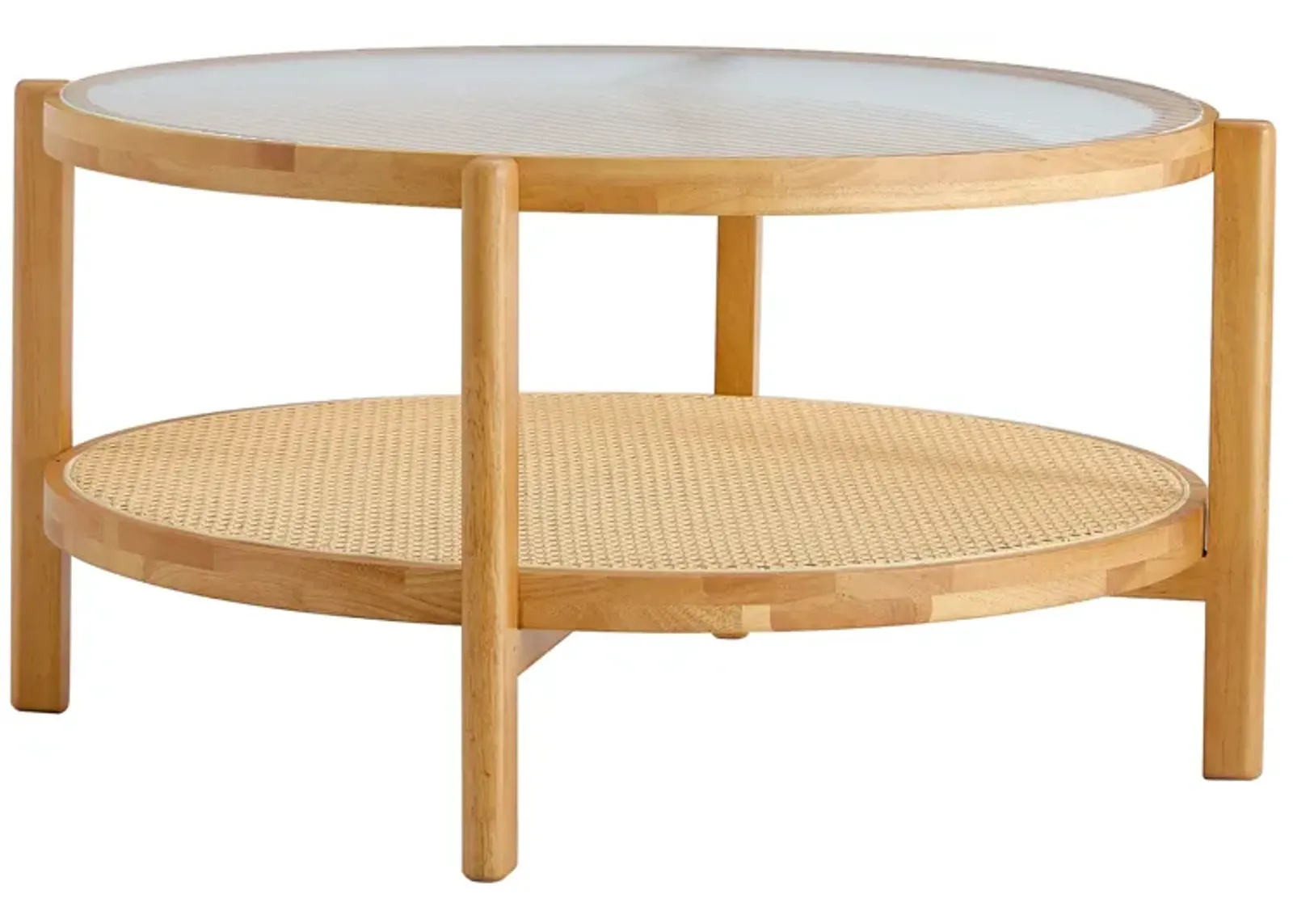 Modern Simple Solid Round Rattan Woven Side Table for Living, Dining, and Bedroom