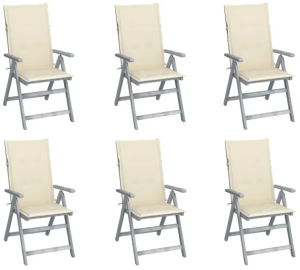 vidaXL Garden Reclining Chairs 6 pcs with Cushions Solid Acacia Wood