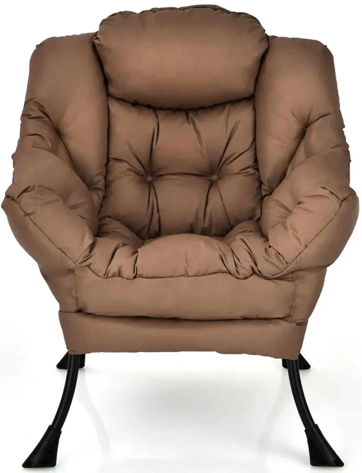 Modern Polyester Fabric Lazy Chair with Steel Frame and Side Pocket