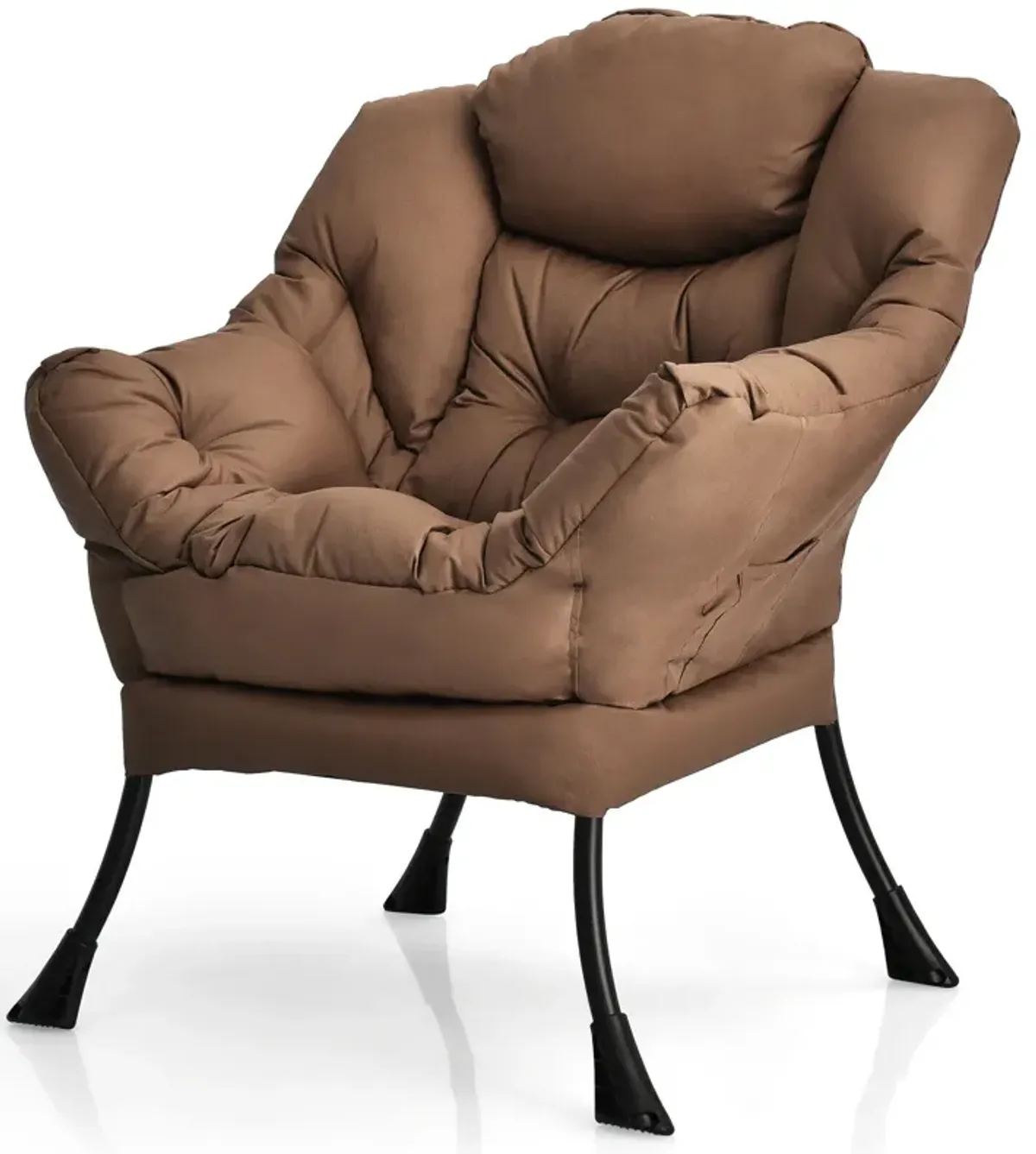 Modern Polyester Fabric Lazy Chair with Steel Frame and Side Pocket