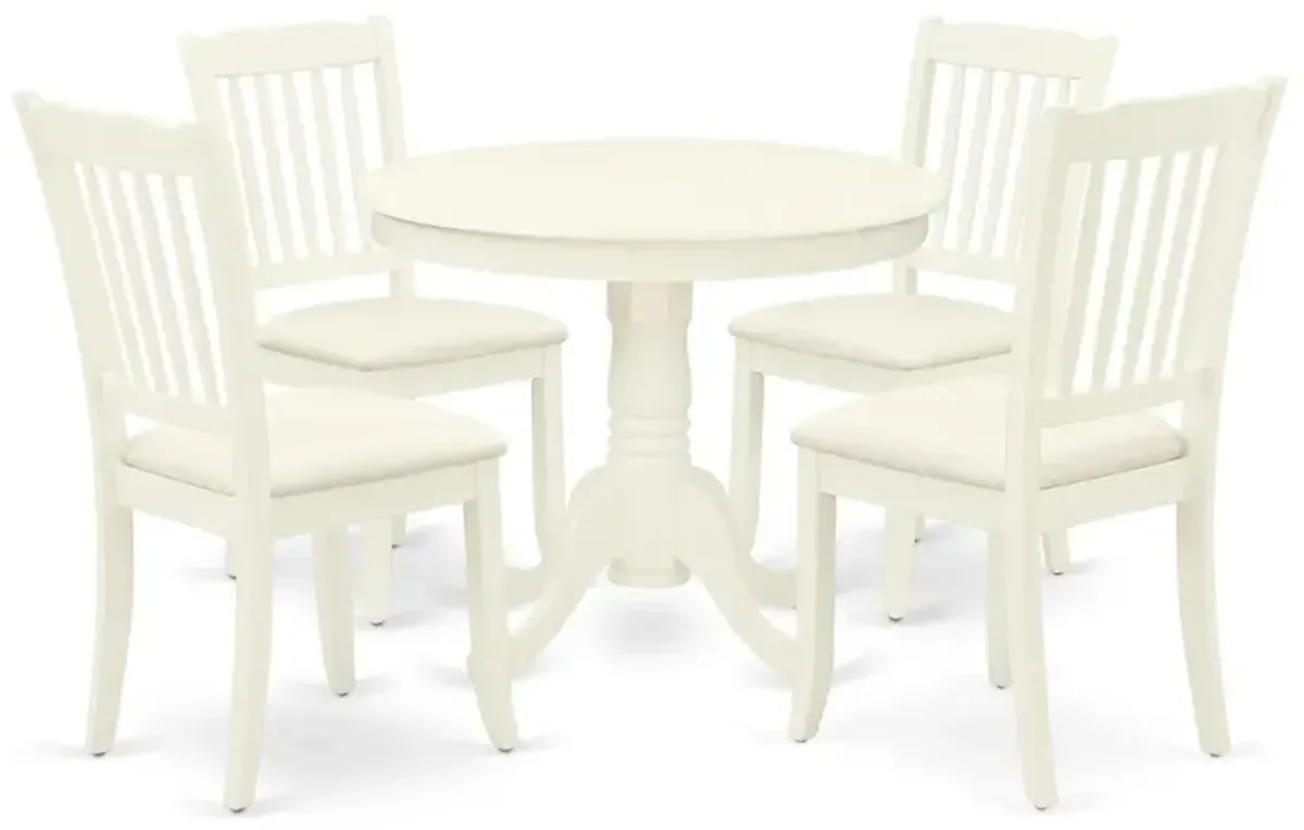 Dining Room Set Linen White, ANDA5-LWH-C