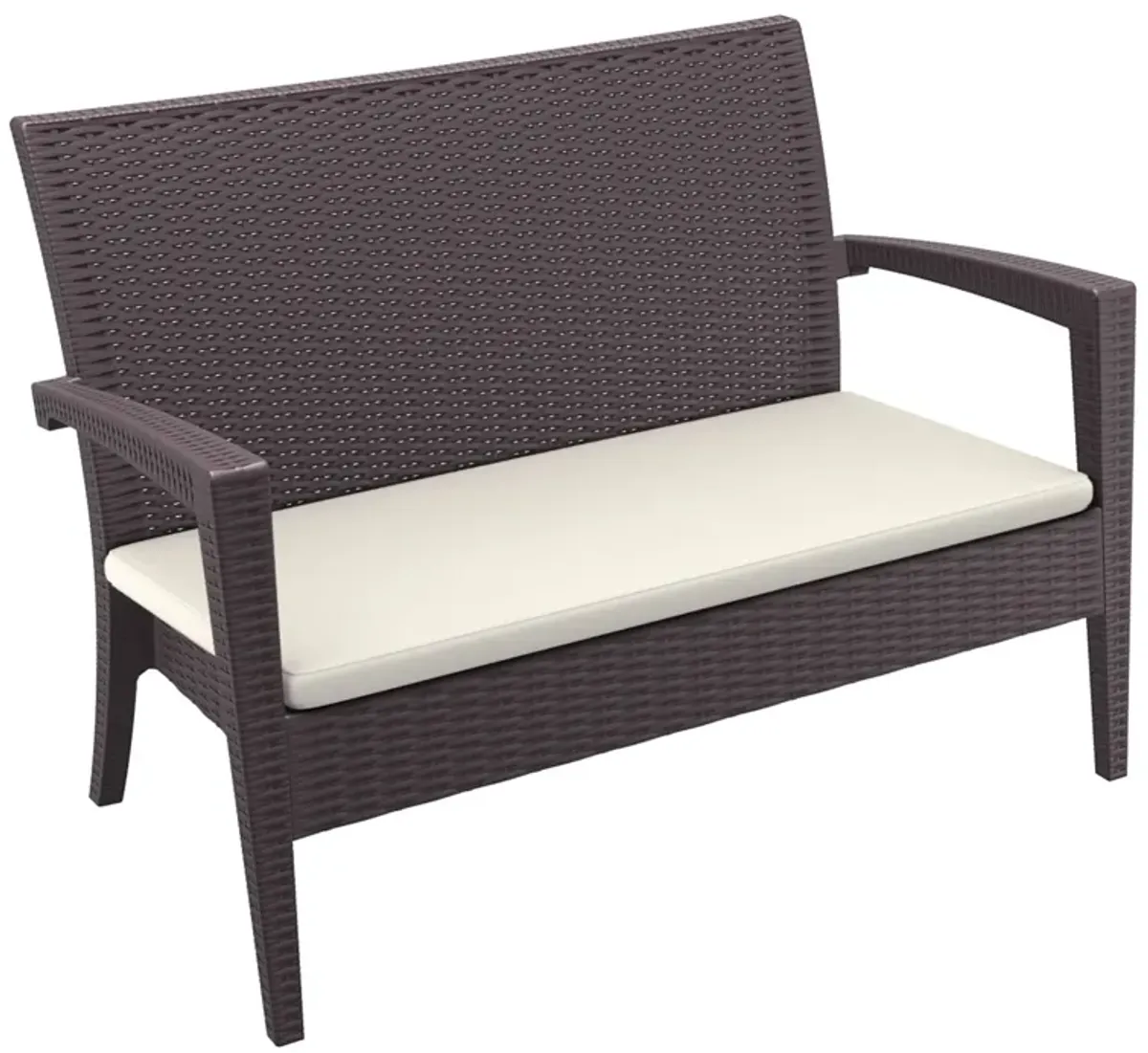 35" White Outdoor Patio Loveseat with Sunbrella Cushion