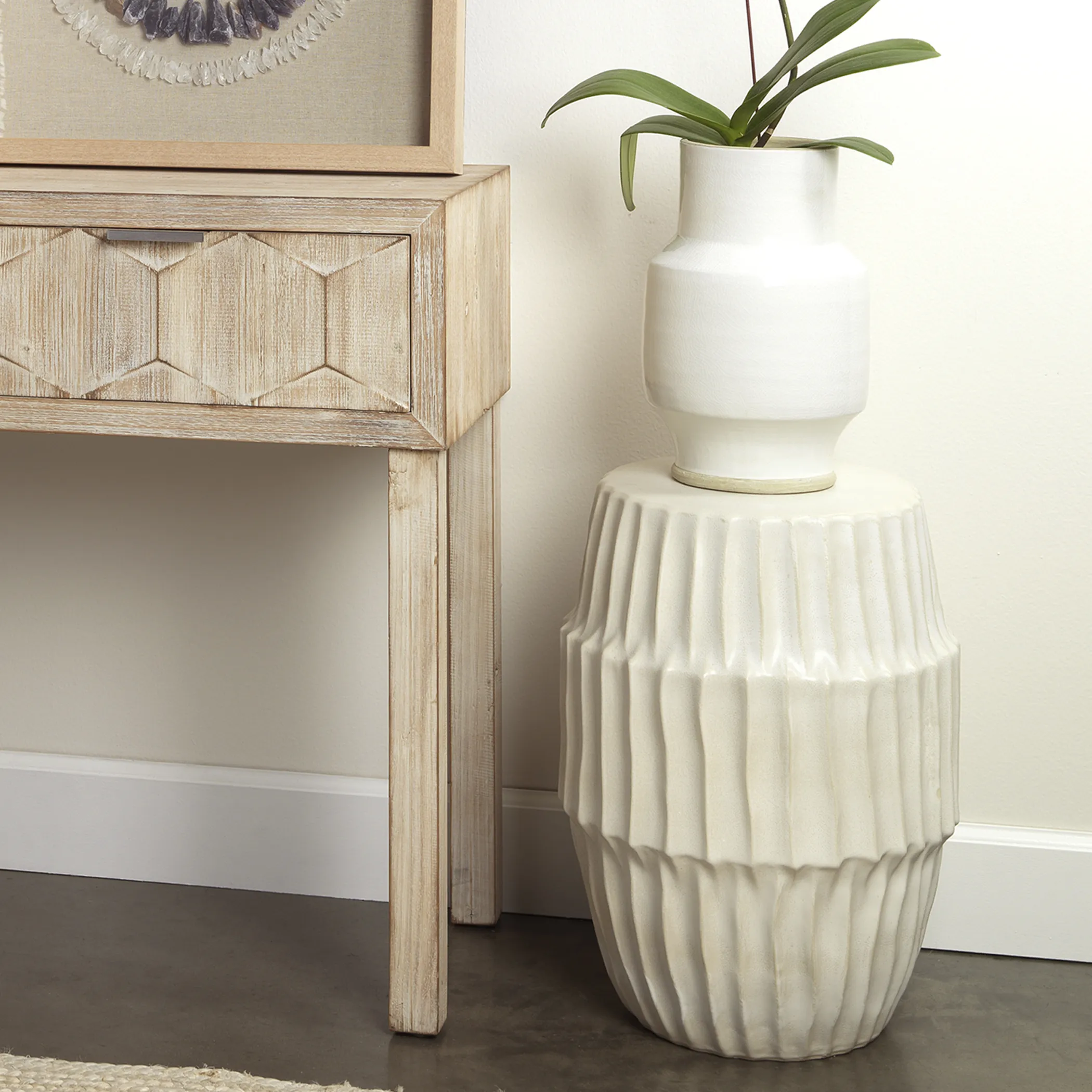 Algae Ceramic Side Table, White