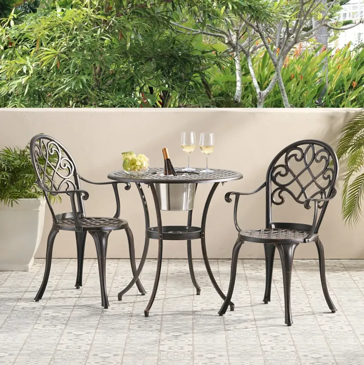 Outdoor Bistro Set with Ice Bucket for Entertaining