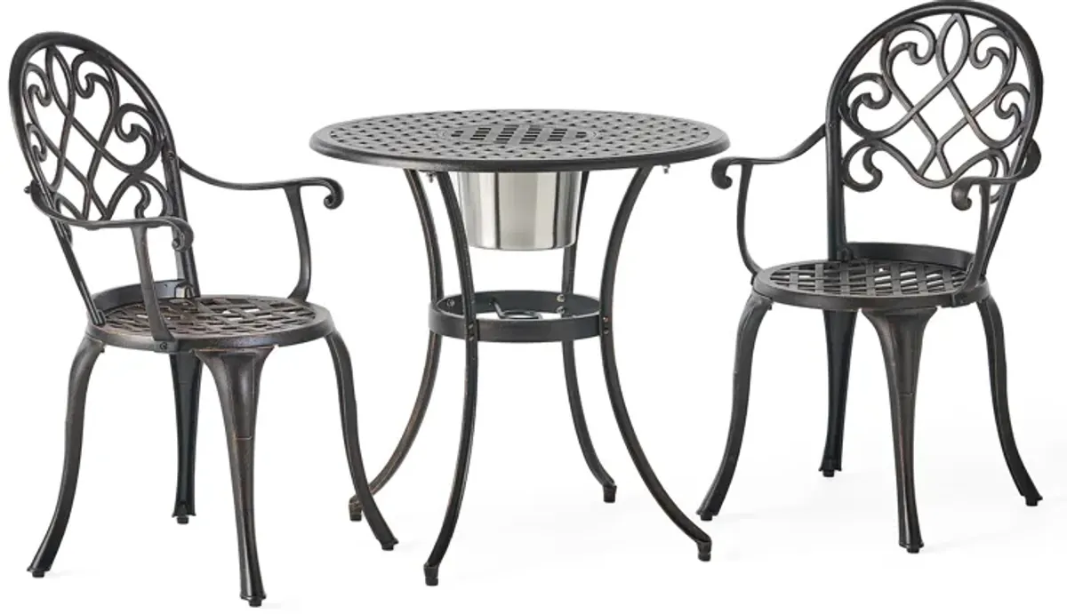 Outdoor Bistro Set with Ice Bucket for Entertaining