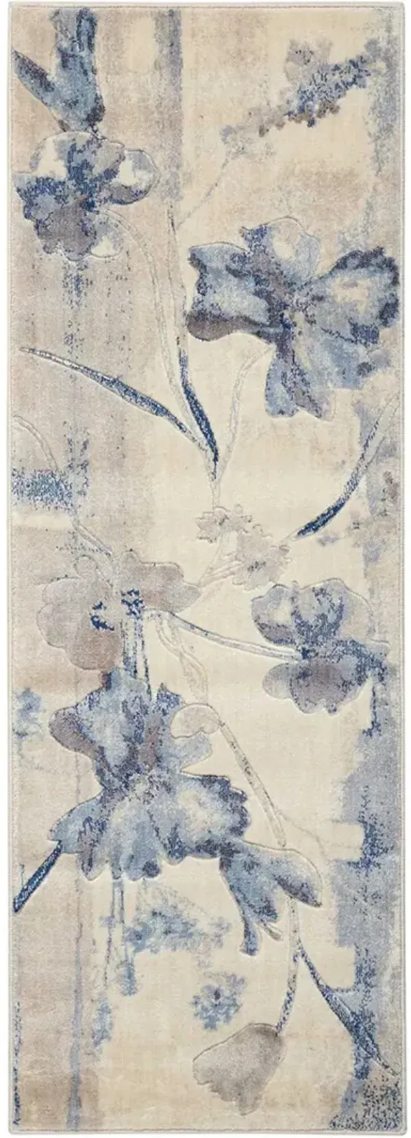 Somerset ST18 Ivory/Blue 2'3" x 10' Rug