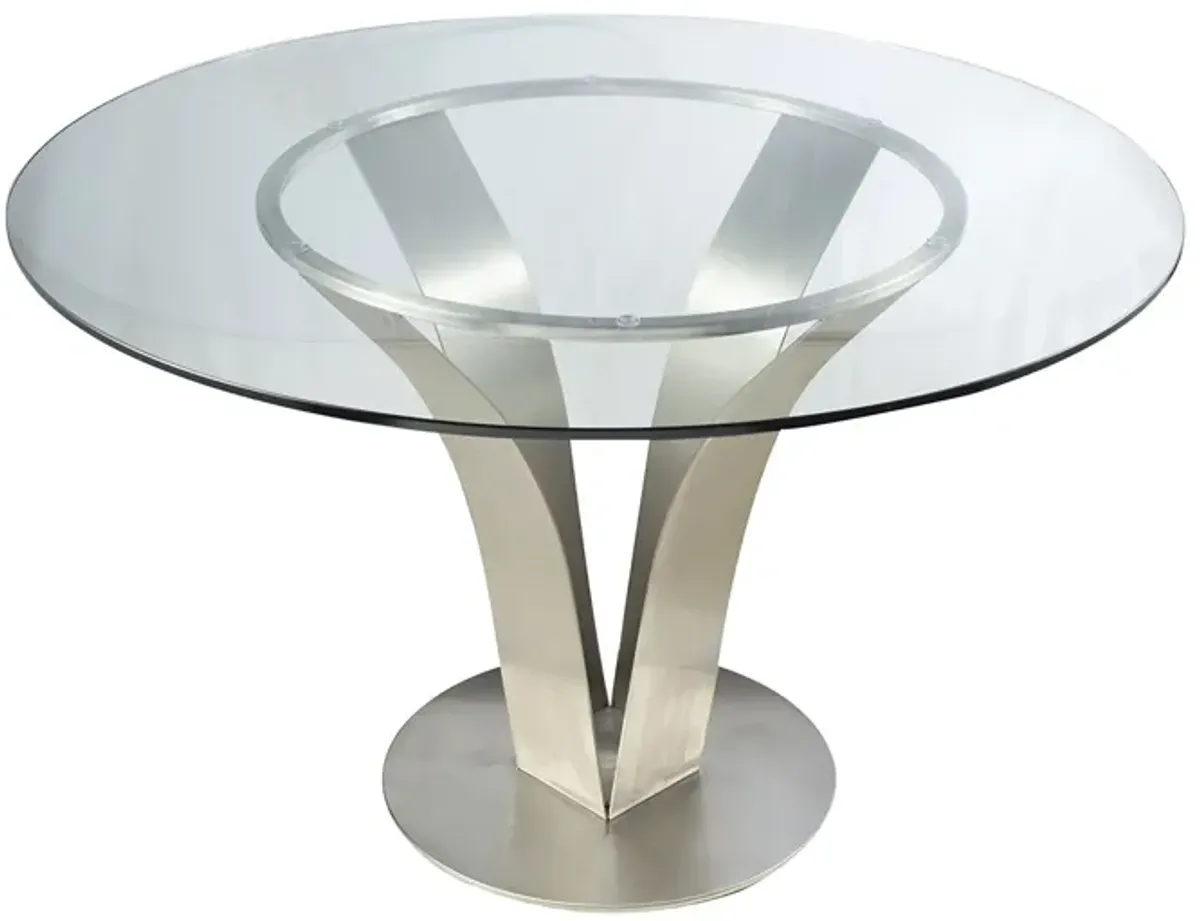 Armen LivingArmen Living Cleo Dining Table with Clear Glass and Brushed Stainless Steel Finish
