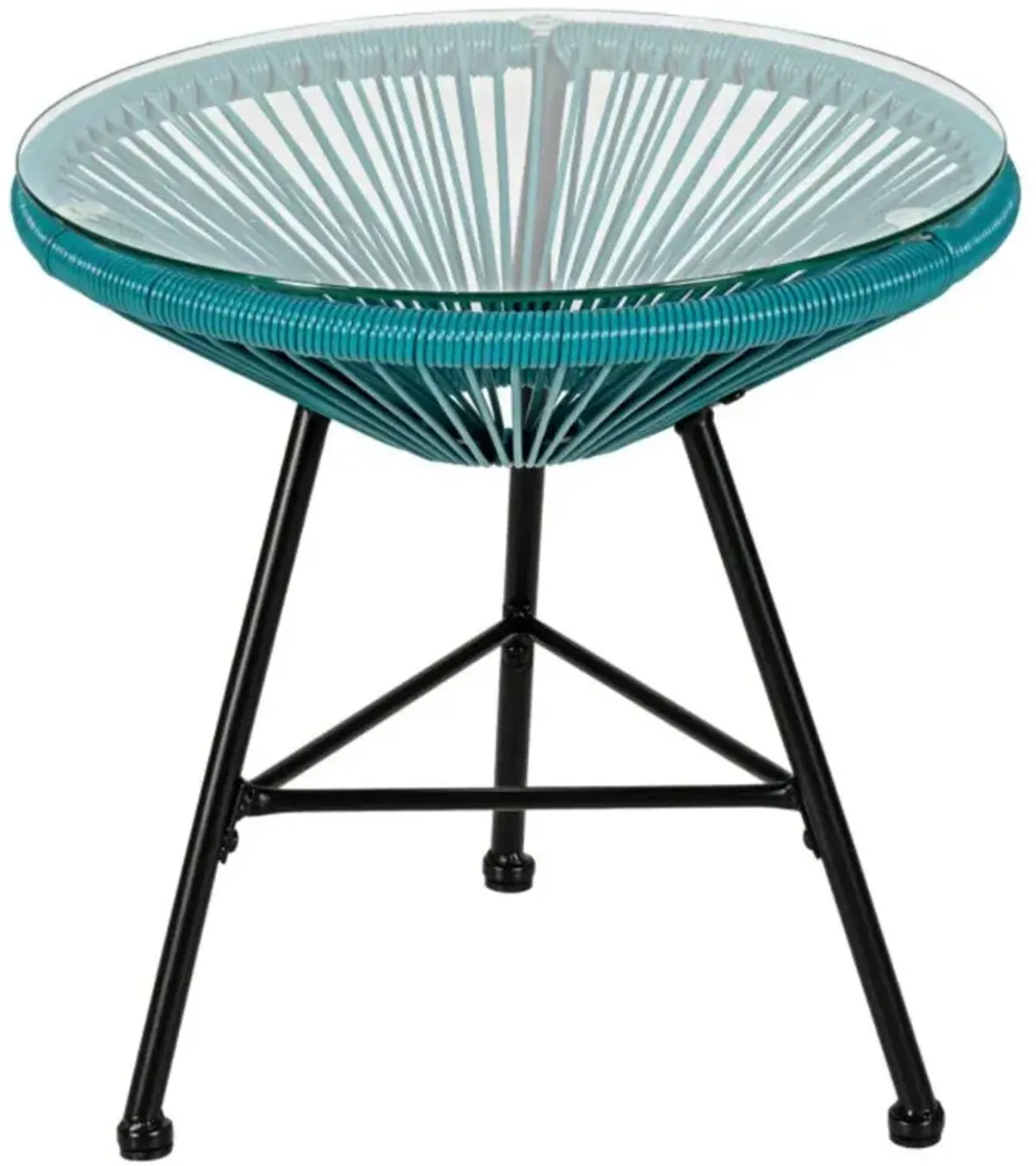 Hivvago 3 Pieces Patio Acapulco Furniture Bistro Set with Glass Table