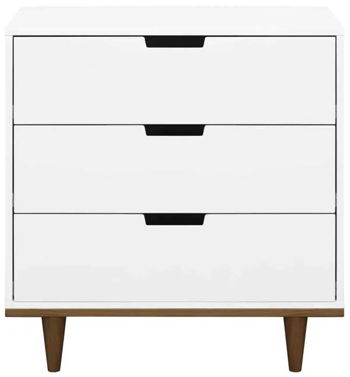 Hivvago Modern Mid-Century Style 3-Drawer Dresser Chest in White Walnut Wood Finish