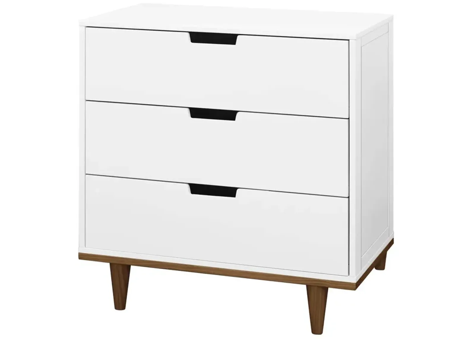 Hivvago Modern Mid-Century Style 3-Drawer Dresser Chest in White Walnut Wood Finish