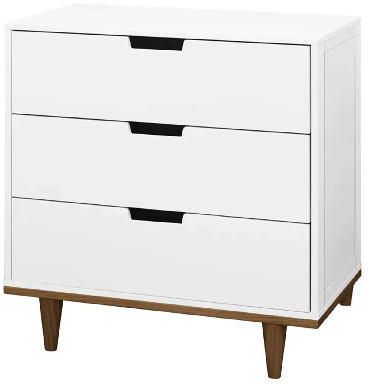 Hivvago Modern Mid-Century Style 3-Drawer Dresser Chest in White Walnut Wood Finish