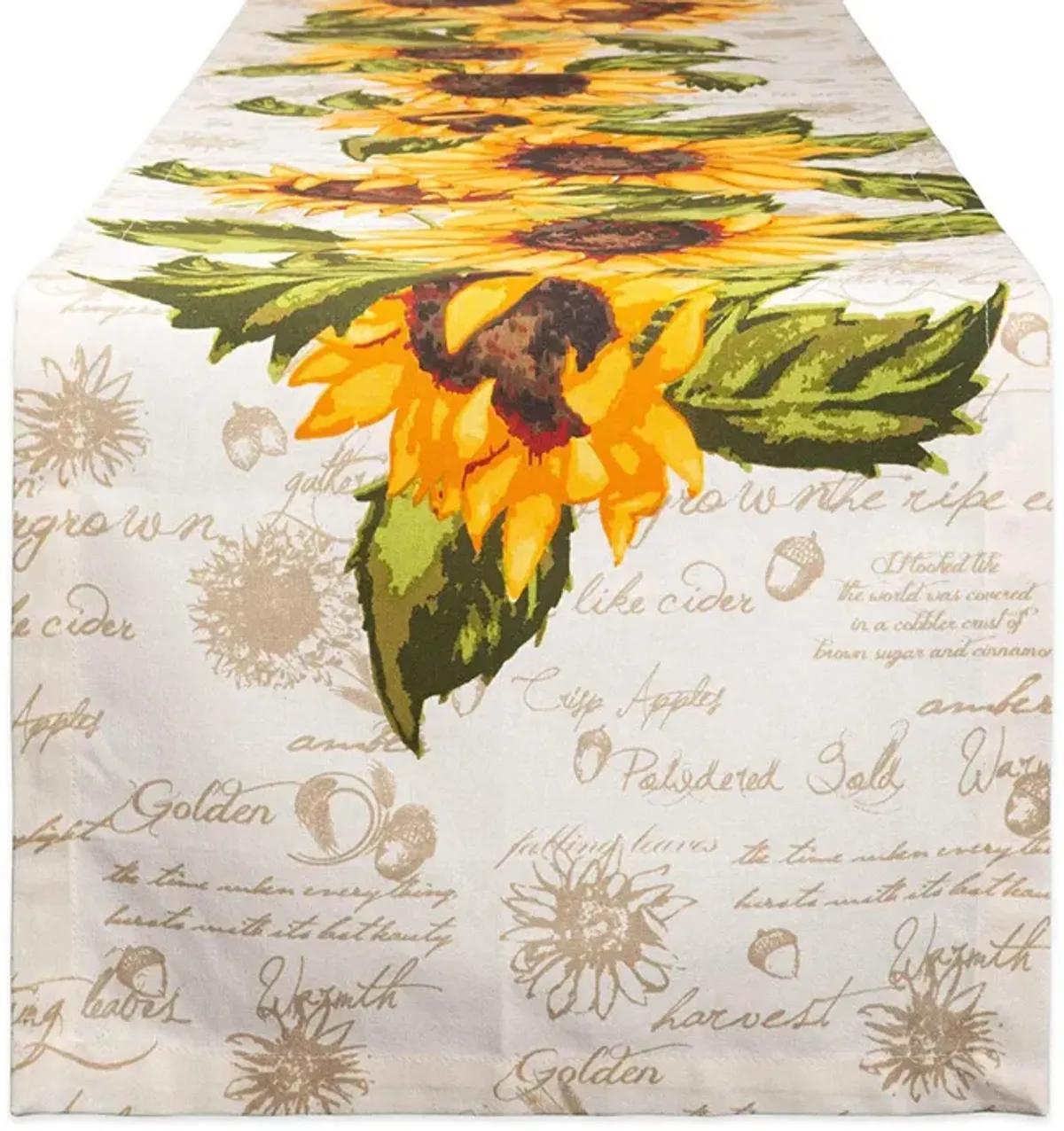 14" x 108" Yellow and Beige Sunflowers Design Rectangular Table Runner