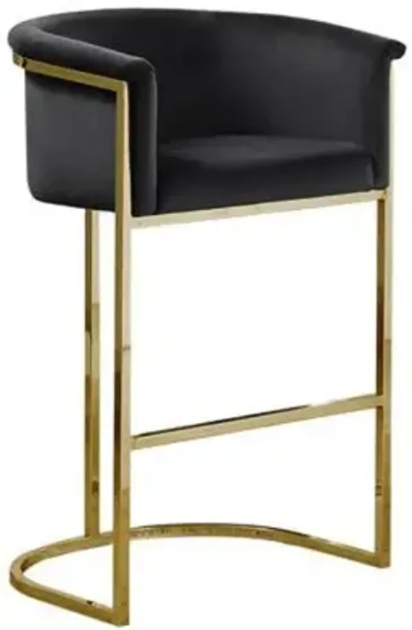 Best Quality Furniture 24 Black Velvet Upholstered Counter Height wih Gold Base Single