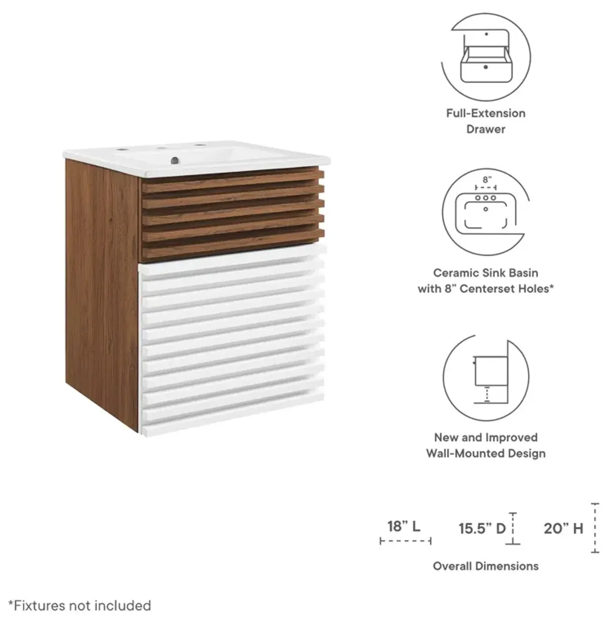 Render 18" Wall-Mount Bathroom Vanity