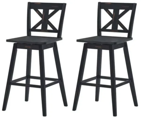 Set of 2 Wood Swivel Barstools – Modern Farmhouse Style for Kitchen, Dining Room, or Counter