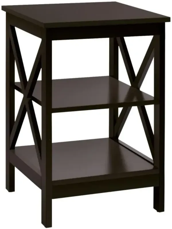 Hivvago 3-Tier Nightstand End Table with X Design Storage