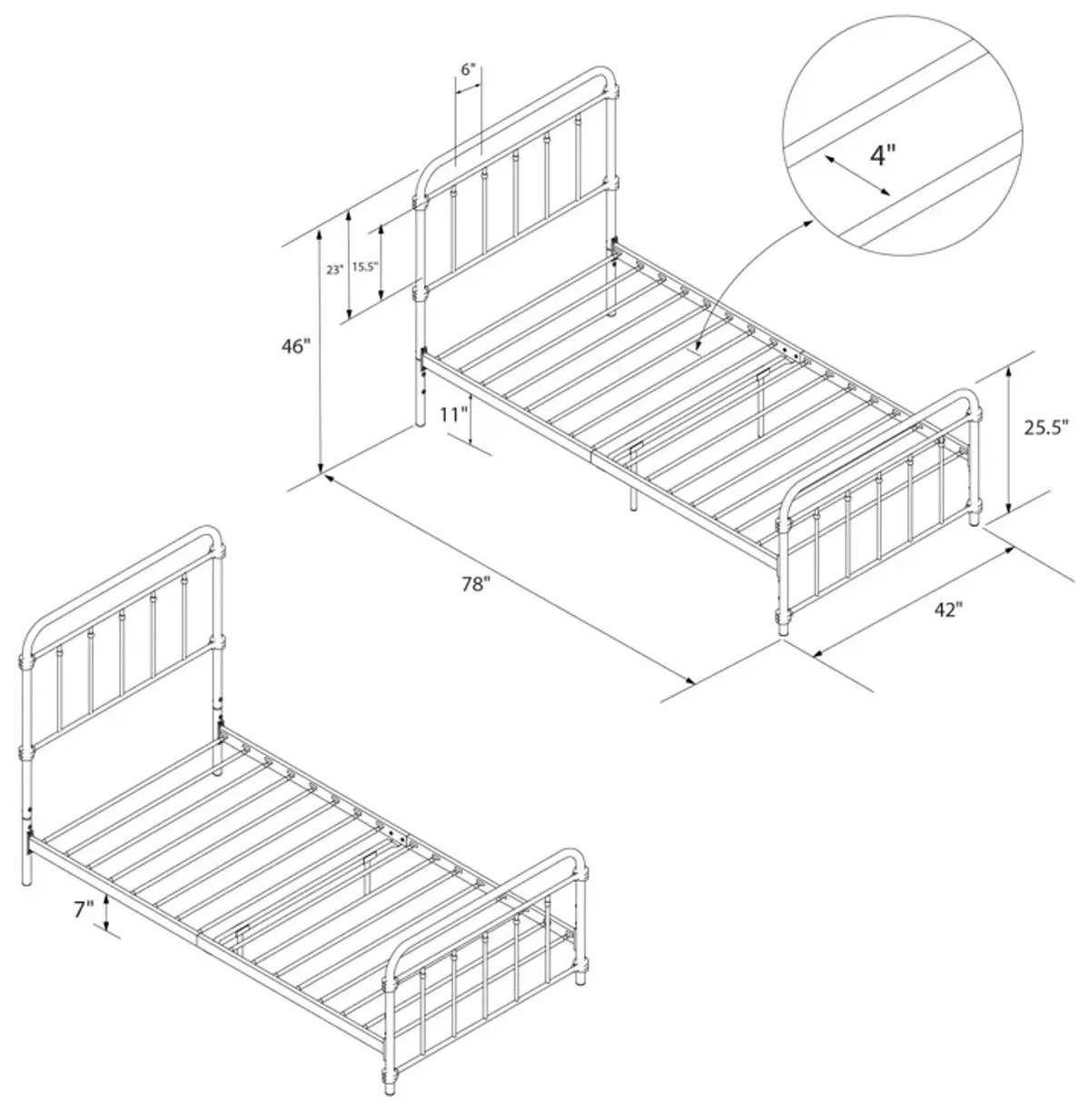 DHP Wallace Metal Bed, Twin, Black