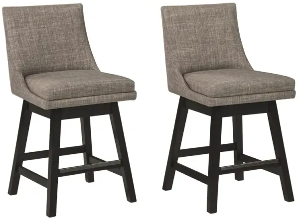 39 Inch Fabric Padded Swivel Barstool, Set of 2, Light Gray-Benzara