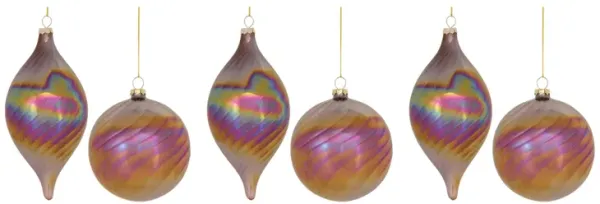 Ornament (Set of 6) 4.75"H, 7"H Glass