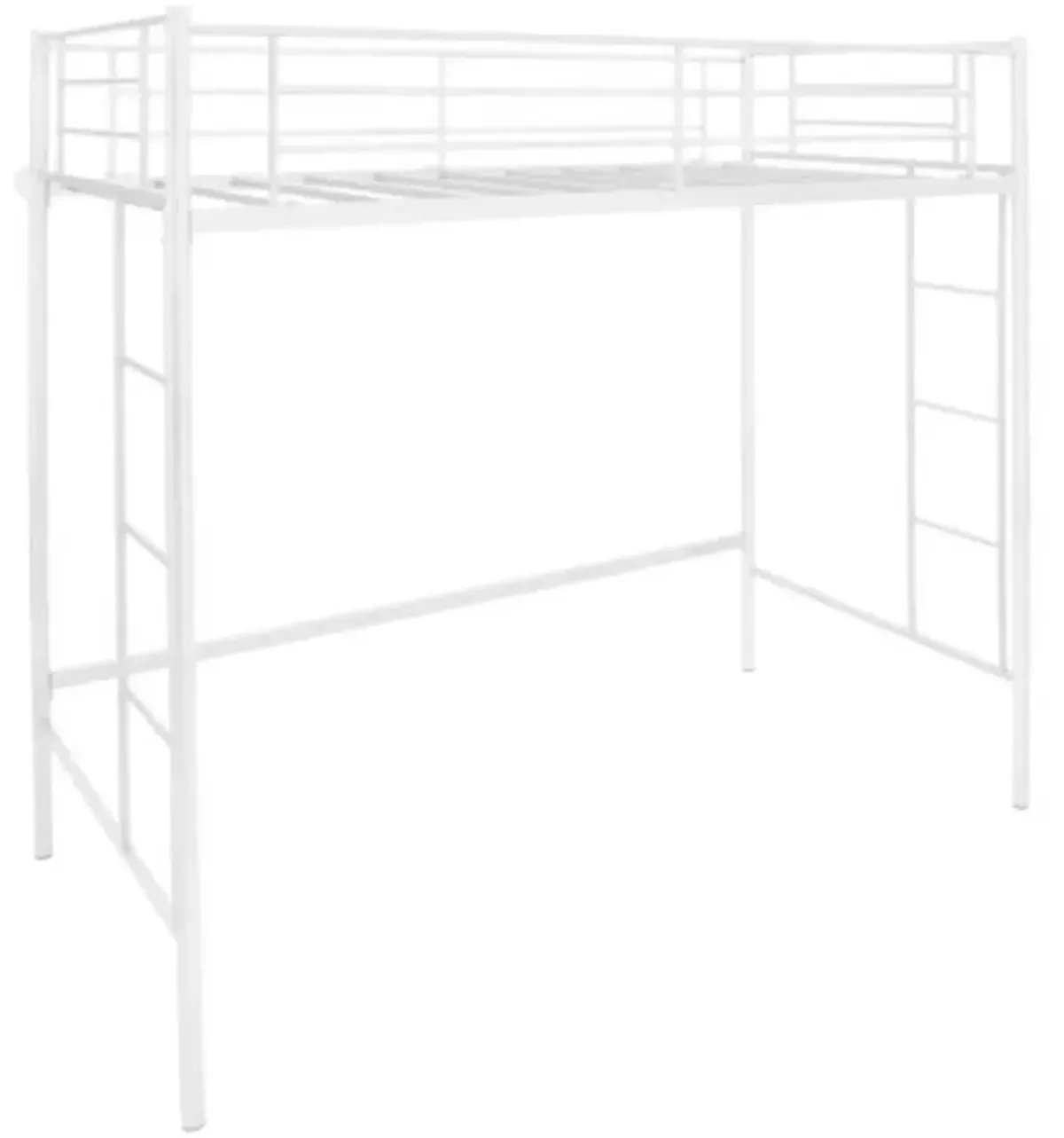 Twin Loft Bed Frame with Dual Ladders and Full-Length Guardrail for Enhanced Safety