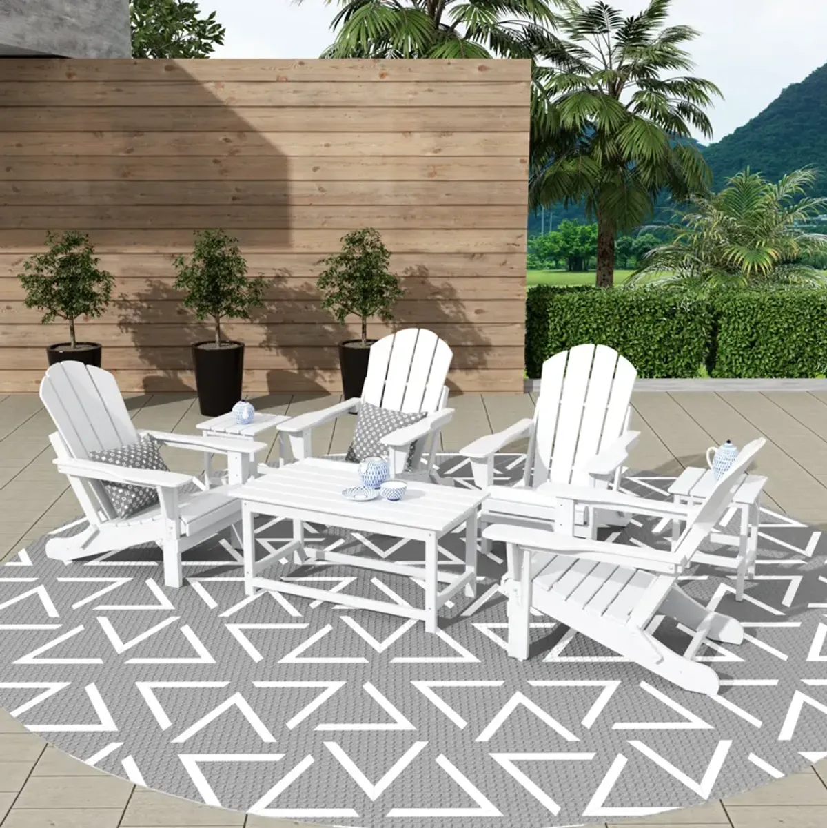 WestinTrends 3-Piece Outdoor Patio Adirondack Coffee and Side Table Set