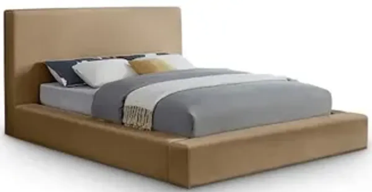 Meridian Furniture Dorian Beige Velvet Queen Bed