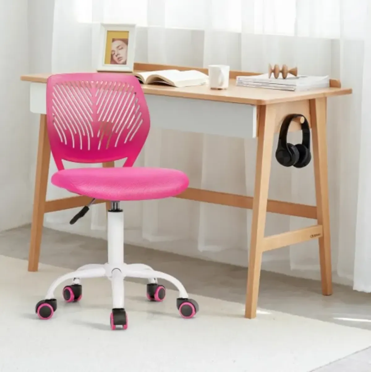 Adjustable Office Task Desk Armless Chair