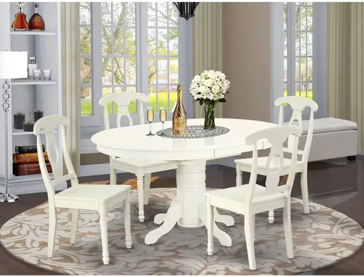 East West Furniture Dining Room Set Linen White, AVKE5-LWH-W