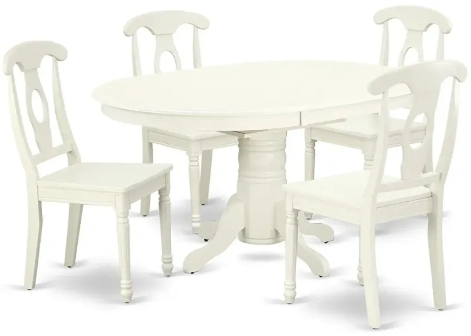 East West Furniture Dining Room Set Linen White, AVKE5-LWH-W