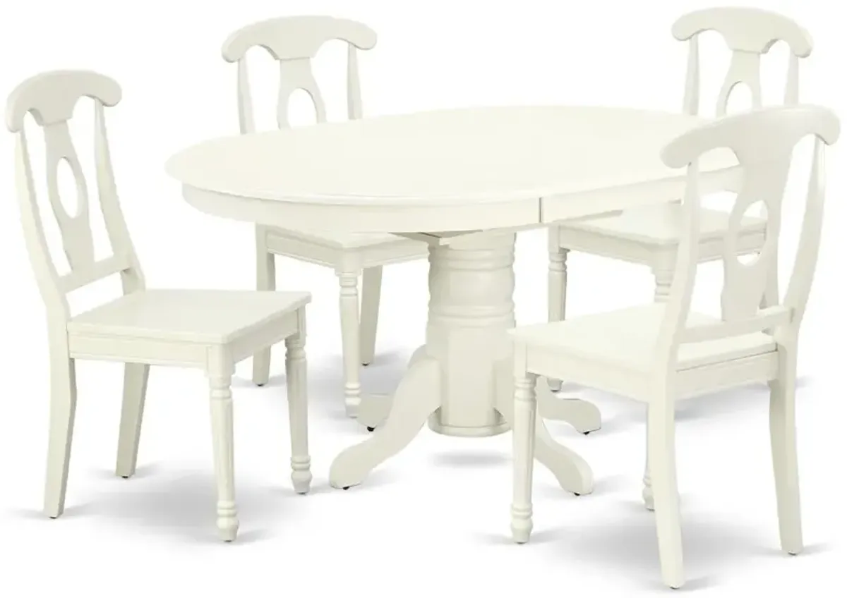 East West Furniture Dining Room Set Linen White, AVKE5-LWH-W