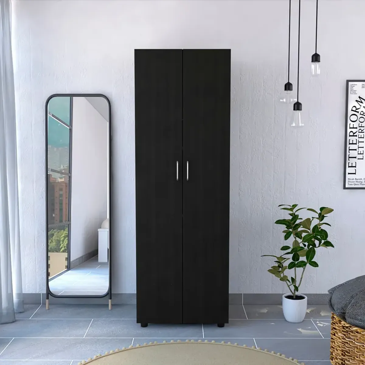 Slim Armoire Barkley, Bedroom, Black