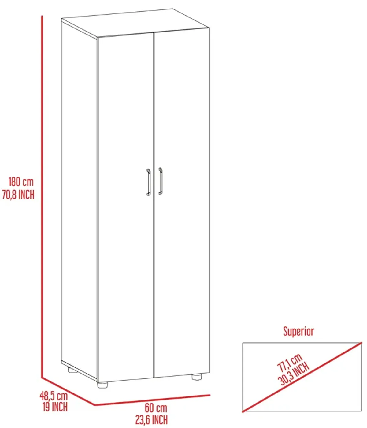 Slim Armoire Barkley, Bedroom, Black