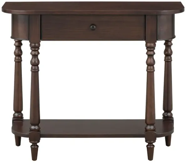 Clihome Narrow Console Table with Curved Corner, Retro Entryway Table with Top Drawer and Open Shelf, Sofa Table Console Tables for Entryway, Hallway and Living Room (Navy)