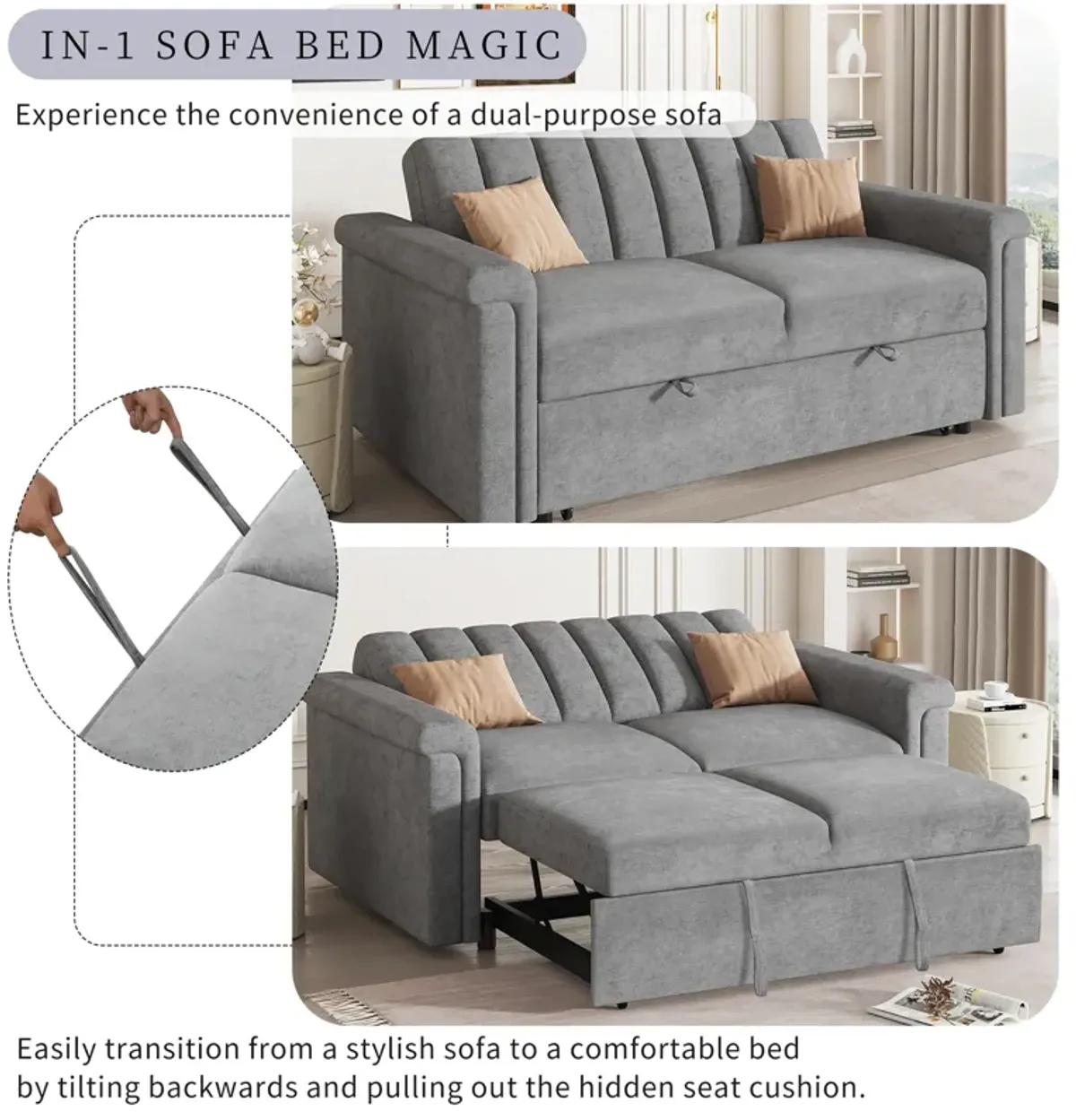 Merax Convertible Soft Cushion Sofa Pull Bed