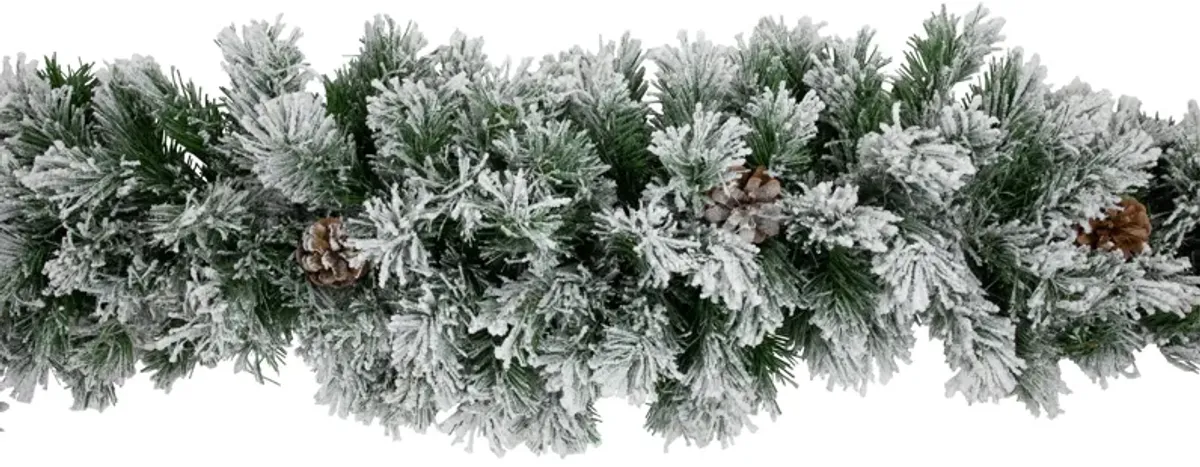 6.75' x 12" Flocked Angel Pine and Pine Cones Artificial Christmas Garland - Unlit