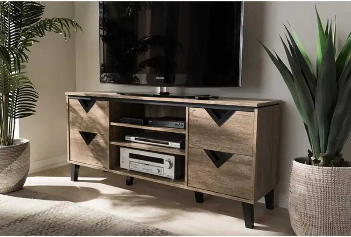 Baxton Studio Beacon Modern and Contemporary Light Brown Wood 55-Inch TV Stand