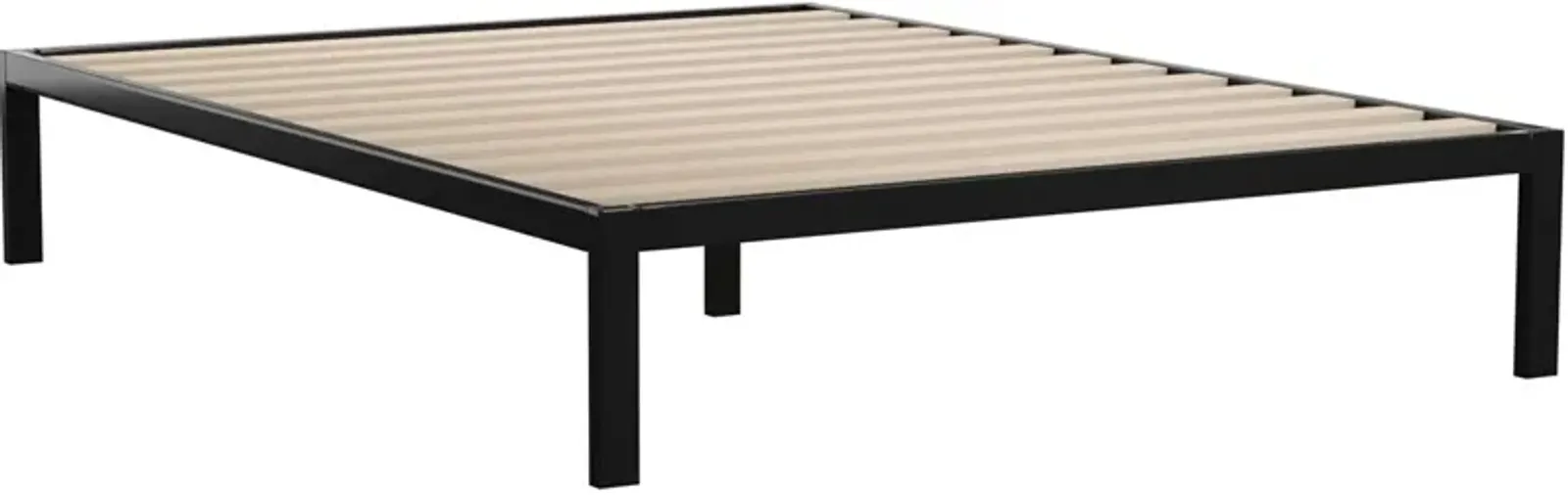 Hivvago Queen Black Metal Platform Bed Frame with Wood Slats - 700 lbs Weight Capacity