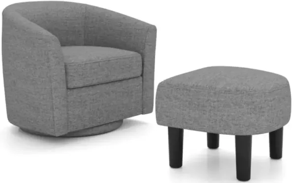 Hivvago Modern Club Swivel Accent Chair with Ottoman Footrest Curved Backrest