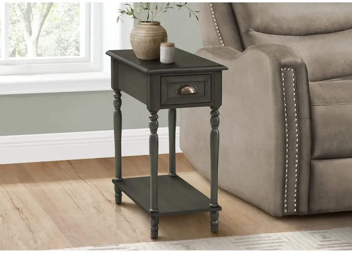 Monarch Specialties I 3968 - Accent Table, 2 Tier, Side Table, End, Narrow, Nightstand, Bedroom, Lamp, Storage Drawer, Traditional