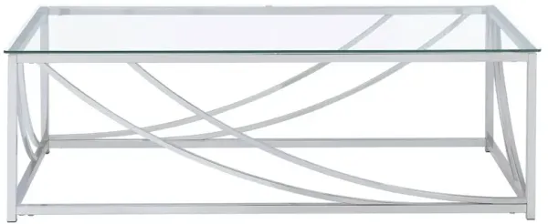 Coaster Co. of America Lille Rectangular Glass Top Coffee Table Chrome