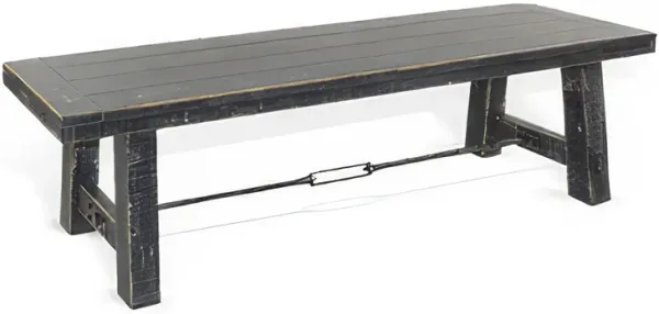 Rena Dining Bench, Turnbuckle Accent, 64 Inch Black Mahogany Wood - Benzara